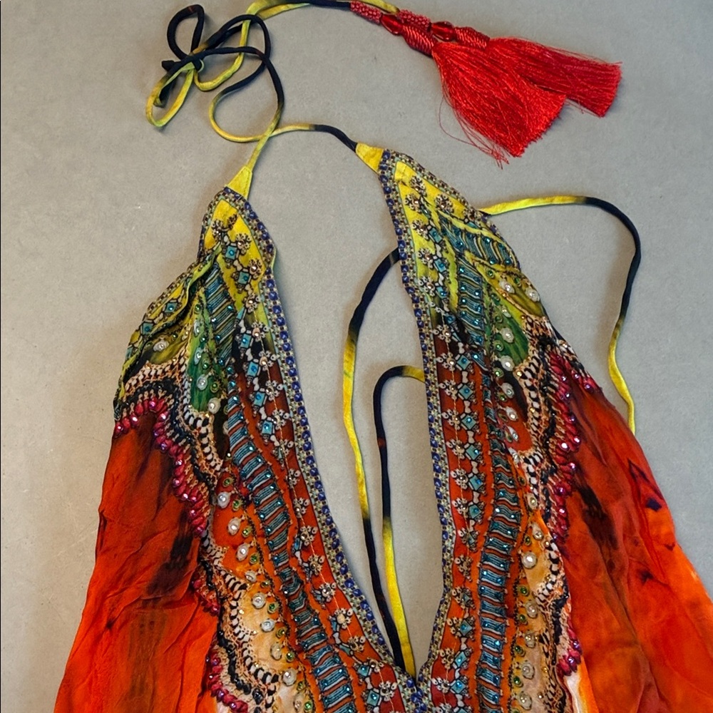 Shahida Parides Vibrant Orange and Blue 3 way/convertible maxi dress - Picture 3 of 4